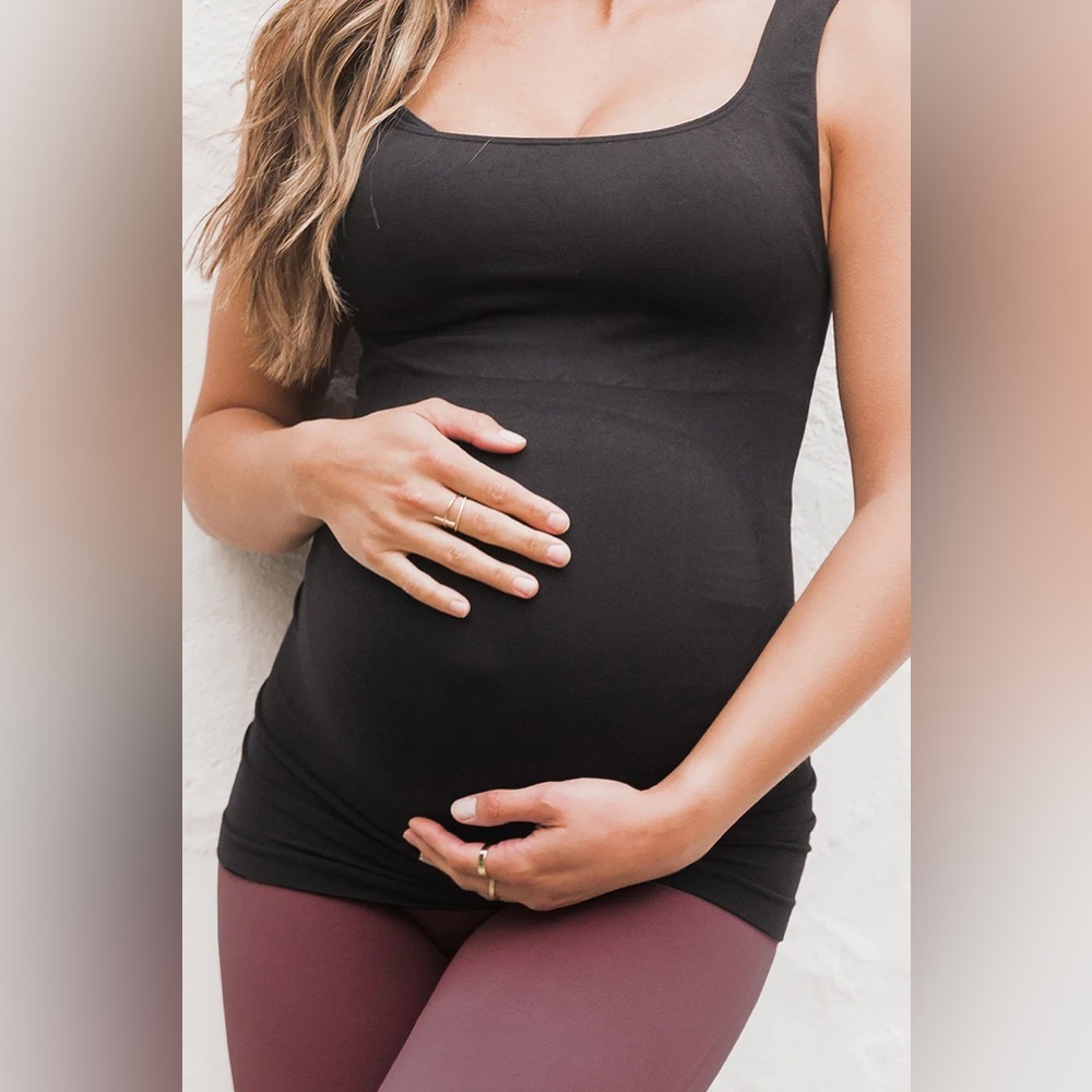 Blanqi Maternity Belly Support Tanktop in black, stretchy, size XL